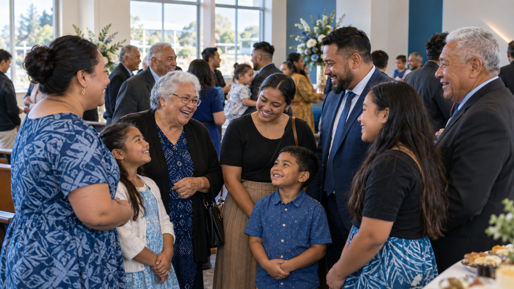 A joyful multigenerational South Auckland church community gathering together